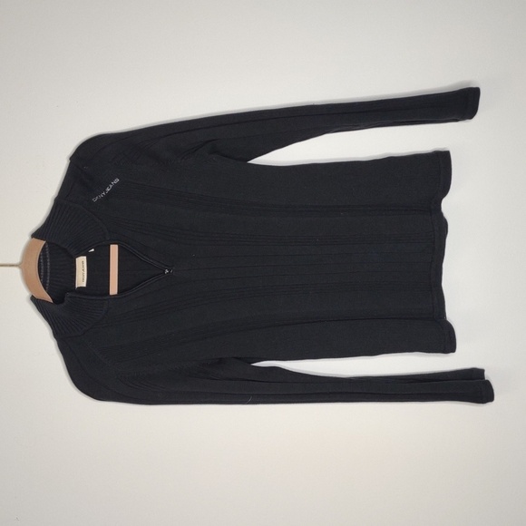 DKNY Jeans Black Cable Sweater Zipper Collar Small - Picture 3 of 10
